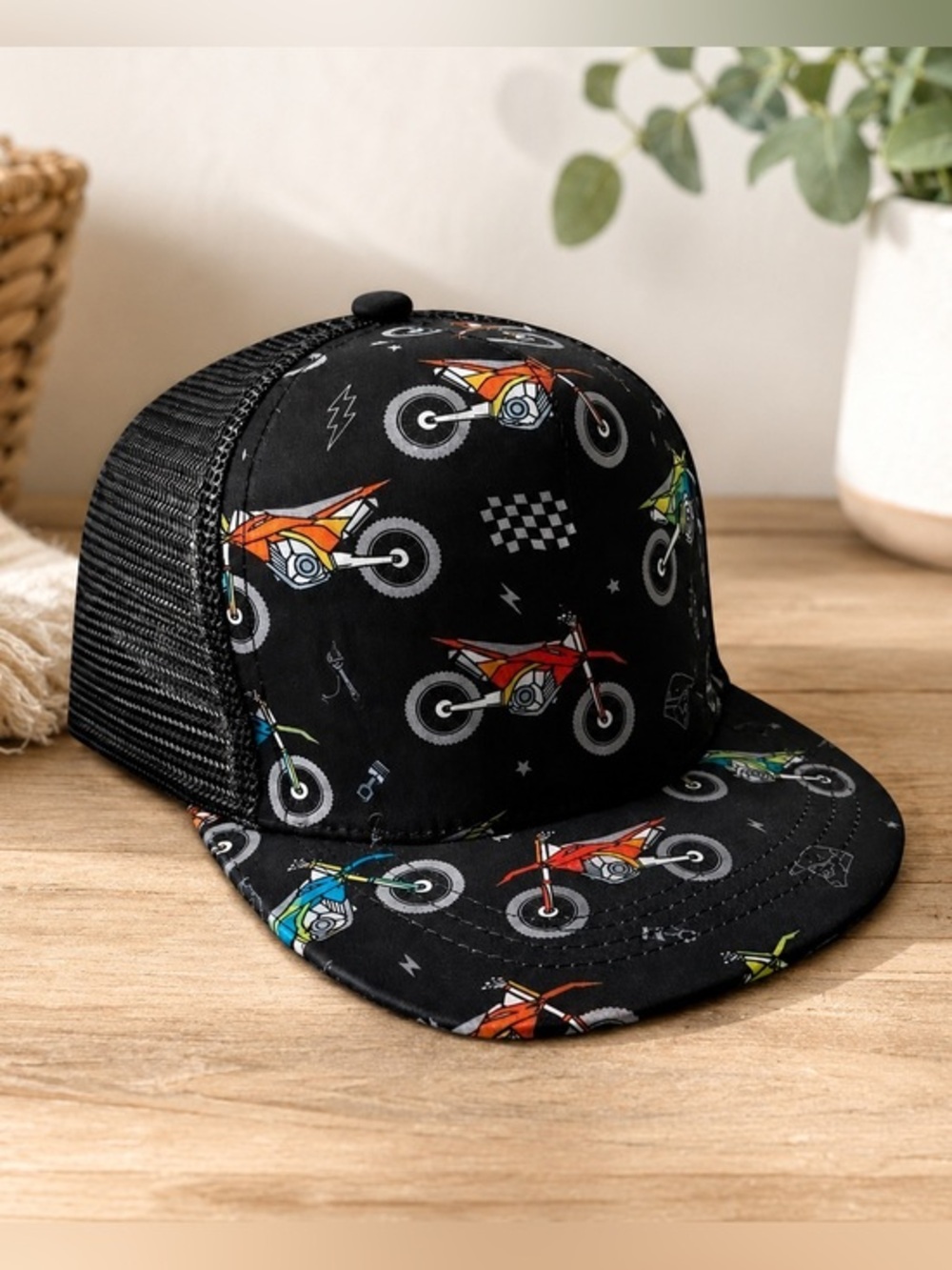 Strictly Wild Dirt Bike Trucker Hat Baby 3M-12M  Snapback Motocross Moto Cap